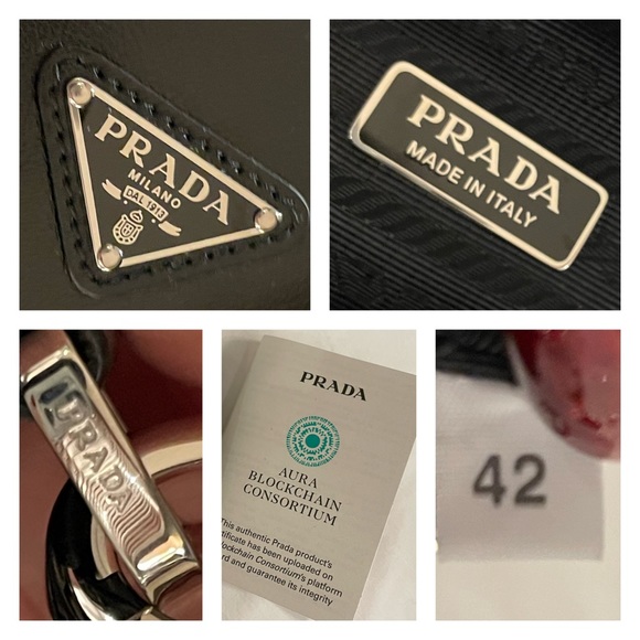 💯 Authentic PRADA Triangle Logo Embossed Leather Convertible Shoulder Bag (NWT) - Picture 12 of 16